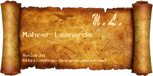 Mahrer Leonarda névjegykártya